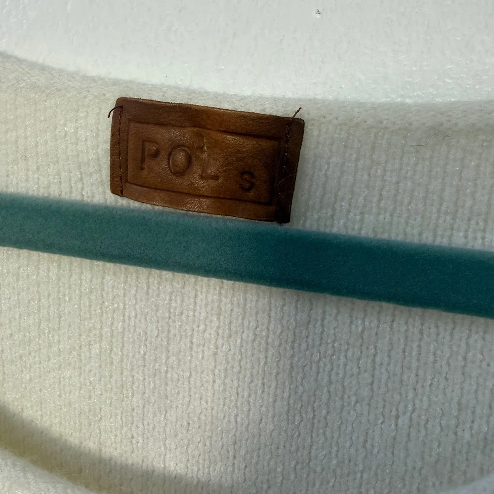 POL Cream Distressed Lace‎ Up Oversized Knit Sweater Pink Cord Detail S